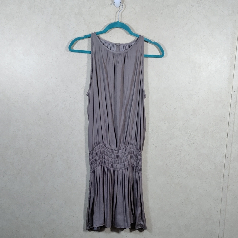 6093 DO + BE mocha high neck elastic waist dress S NWT